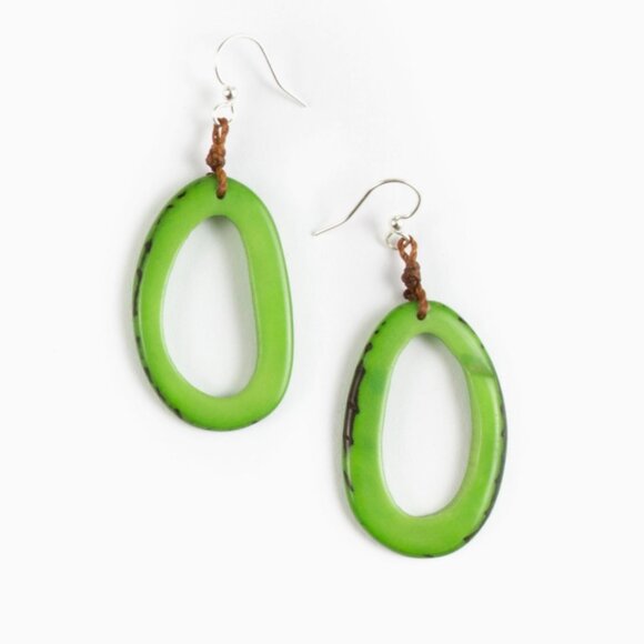 TAGUA Marianitas Sustainable Vegan Ivory Dangle Hoop Earrings - Picture 4 of 8